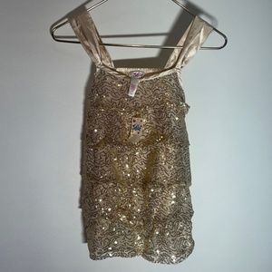 BRAND NEW Justice Gold Sequins Top Size 14